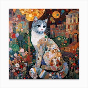 Cat in the Style of Collage-inspired 2 Canvas Print