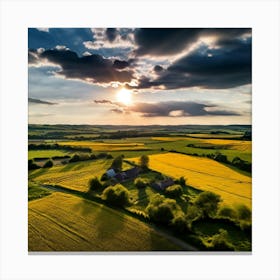 Drone Rural Farm Field Aerial Land Agricultural Crop Countryside Environment Agriculture (6) Canvas Print