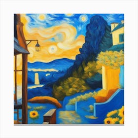 Santorini bunte Landschaft bei Sonnenuntergang Canvas Print