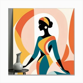 Abstract Woman In Colorful Dress Canvas Print