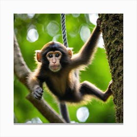 Monkey Hanging From Tree Canvas Print