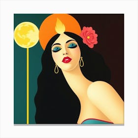 Woman With A Moon Canvas Print