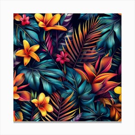 Tropical Leaves Seamless Pattern 26 Canvas Print