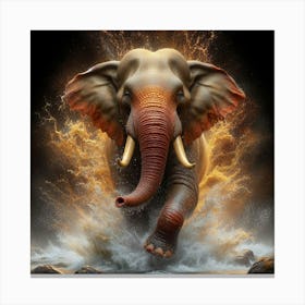 Elephant Running In Water Canvas Print
