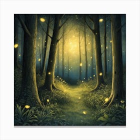 Fireflies In The Forest 1 Canvas Print