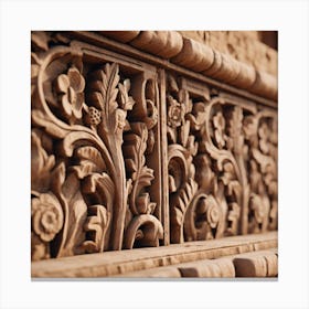 Carved Pillars Of A Temple Canvas Print