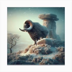 Ram In The Snow 6 Canvas Print