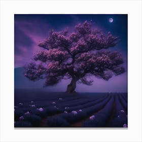 Lavender Field At Night 2 Canvas Print