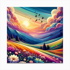 Colorful Landscape Painting 6 Canvas Print