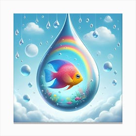 Fish In A Raindrop Floating In The Air 3 Canvas Print