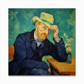 van Gogh mit Hut Malerei Canvas Print