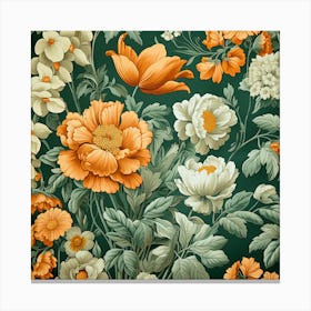William Morris Inspired Floral Pattern 03 Canvas Print