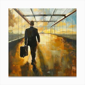 Man Walking Through An Airport Canvas Print