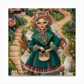 A Whimsical Painting Of A Childless Cat Lady Surro Jvwzvszs1k7zqz2uf8ijw Chvsclpptimsatbgffyfzq Canvas Print