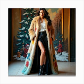 Woman In A Fur Coat 6 Canvas Print