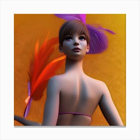 Sexy Woman With Feathers Canvas Print