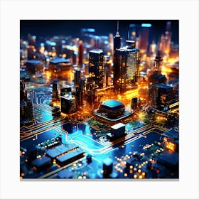 Cityscape At Night 6 Canvas Print