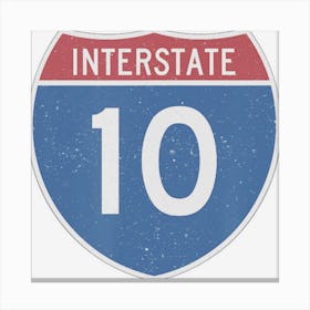 Interstate 10 Highway Road Trip 10th Birthday Canvas Print