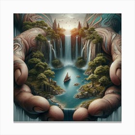 Two Hands And A Waterfall Canvas Print