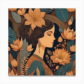 Portrait Of A Woman With Flowers ¹ Canvas Print