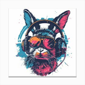 Rabbit With Headphones Canvas Print