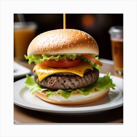 Hamburger On A Plate 65 Canvas Print