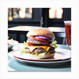 Burger And Fries 2 Canvas Print