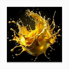 Dynamic Yellow Liquid Splash On Black Background 2 Canvas Print