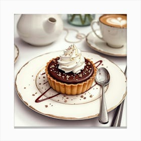 Chocolate Tart With Whipped Cream Canvas Print