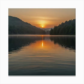Sunrise Over A Lake Canvas Print