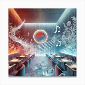 A Futuristic Restaurant Ambience Showcasing The Bl Canvas Print