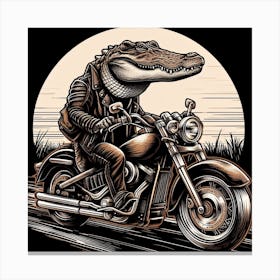 Alligator On A Motorcycle 2 Canvas Print