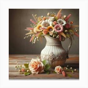 Jug Of Flowers Canvas Print