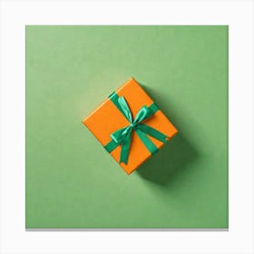 Gift Box On Green Background 3 Canvas Print