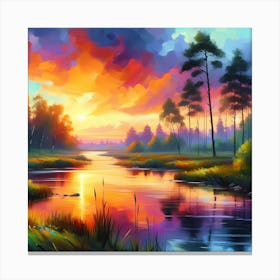 Sunset River Canvas Print