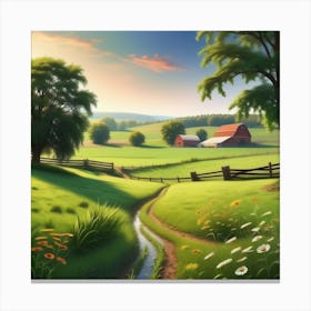 Farm Landscape Wallpaper 3 Canvas Print