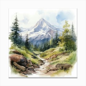 Watercolor Mountain Landscape 1 Canvas Print