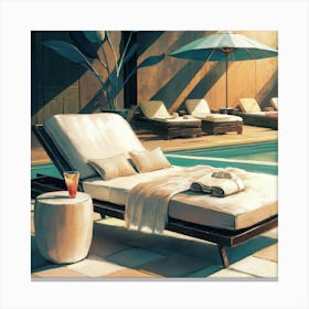 Lounger By The Pool Canvas Print