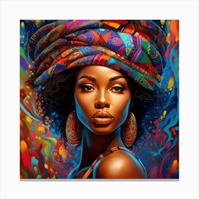 African Woman With Colorful Turban 1 Canvas Print