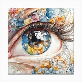Eye With Flowers Art Canvas Print