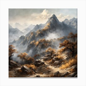 Chinese Mountains Landscape Painting (162) Canvas Print