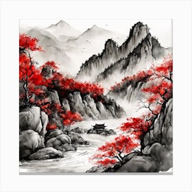 Chinese Landscape Mountains Ink Painting (41) 1 Canvas Print