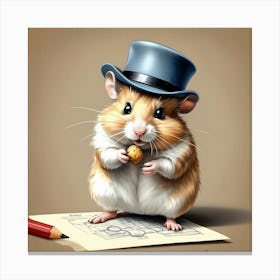 Hamster In Top Hat 15 Canvas Print