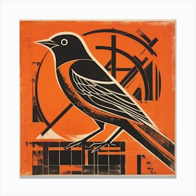 Retro Bird Lithograph Sparrow 5 Canvas Print