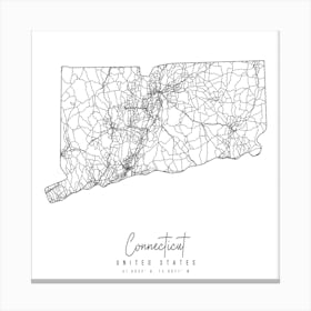 Connecticut Minimal Street Map Square Canvas Print