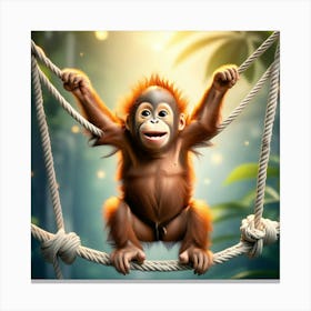 A playful baby orangutan 1 Canvas Print