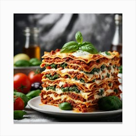 Lasagna On A Plate Canvas Print