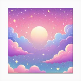 Sky With Twinkling Stars In Pastel Colors Square Composition 167 Canvas Print