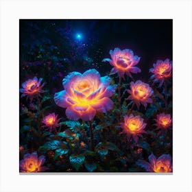 Glow In The Dark Roses 3 Canvas Print