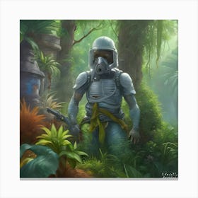 Hazmat Soldier In Forest Canvas Print